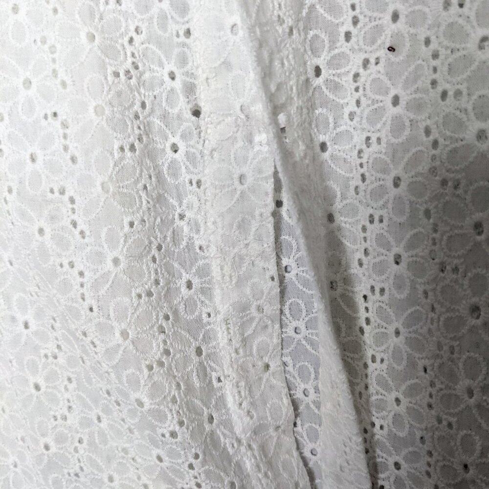Sonya Sidd White Eyelet Button Back Ruffle Top L - Picture 7 of 9